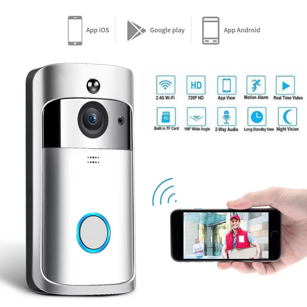 Wifi Smart Video Doorbell Camera Wireless Door Bell 720P HD Wireless Home Security Doorbell Camera