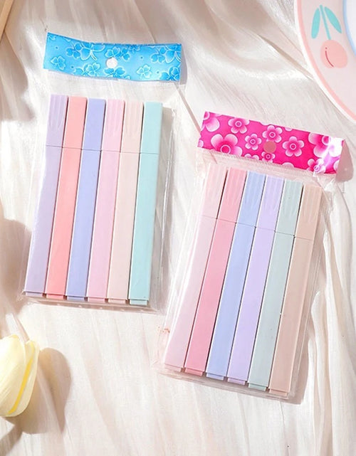 Load image into Gallery viewer, 6Pcs/Set Pastel Color Highlighter Kawaii Stationery Color Marker School Supplies Student Marker Highlighter Japanese Stationery
