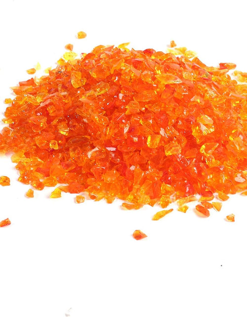 Load image into Gallery viewer, High Luster Reflective Fire Glass Gravel,Fire Gems,Fire Drops,Fire Glass Pebbles Stones Beads Chips for Fire Pit Fish Tank Aquarium Garden,3-6Mm 305G/0.67Lb (Orange Red)
