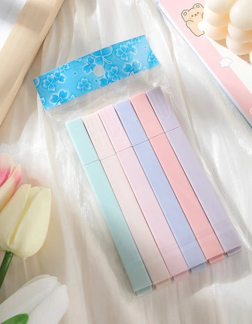 Load image into Gallery viewer, 6Pcs/Set Pastel Color Highlighter Kawaii Stationery Color Marker School Supplies Student Marker Highlighter Japanese Stationery
