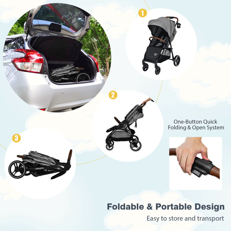 High Landscape Baby Stroller with Easy One-Hand Fold Design