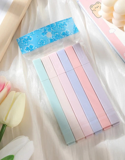 Load image into Gallery viewer, 6Pcs/Set Pastel Color Highlighter Kawaii Stationery Color Marker School Supplies Student Marker Highlighter Japanese Stationery
