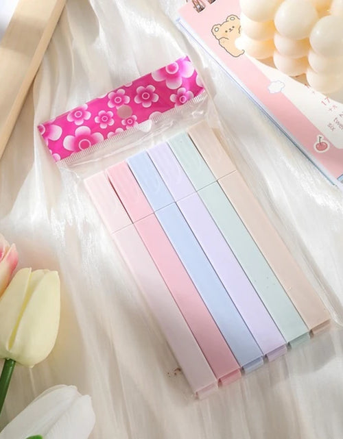 Load image into Gallery viewer, 6Pcs/Set Pastel Color Highlighter Kawaii Stationery Color Marker School Supplies Student Marker Highlighter Japanese Stationery
