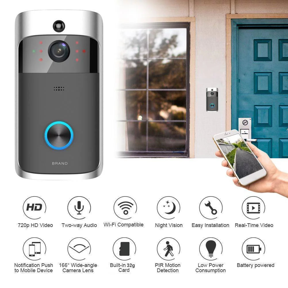 Wifi Smart Video Doorbell Camera Wireless Door Bell 720P HD Wireless Home Security Doorbell Camera