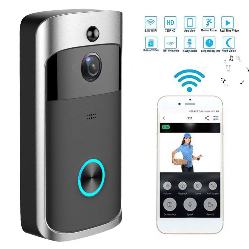 Wifi Smart Video Doorbell Camera Wireless Door Bell 720P HD Wireless Home Security Doorbell Camera